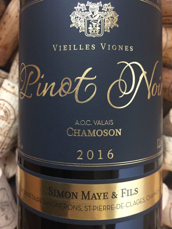 Simon Maye Pinot Noir vieille vigne Chamoson Valais 2016
